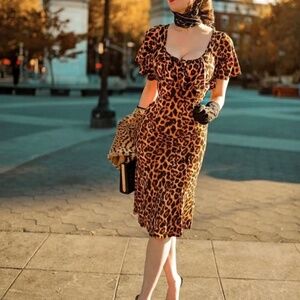 COPY - WAX POETIC - Dutchess Leopard Print Wiggle Dress